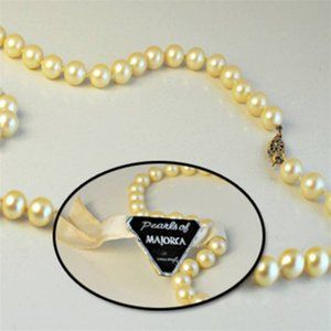 Majorca Pearl Necklace Hand Knot 6, 7 & 8 mm Spain Natural White 16 18 20 & 30"